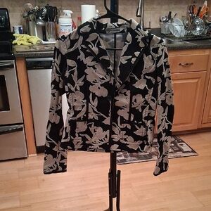 Liz Claiborne Black Blazer with Cream Floral Print